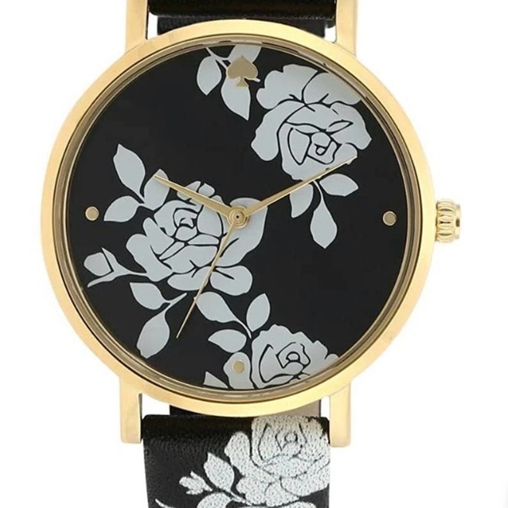 Kate Spade Black and Gold Floral Watch